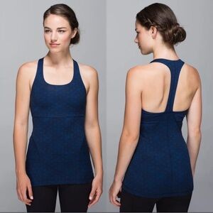 Lululemon Power Up Tank II Sashico Star Inkwell Rugged Blue Size 8